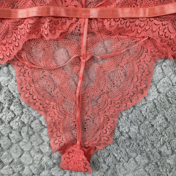 Oh La La Cheri Plus Size Coral Sexy Lace Bodysuit Lingerie 1X/2X Women - Picture 8 of 14